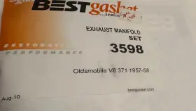 3598 Best Gasket Exhaust Manifold Ser Oldsmobile V8 1957-1958