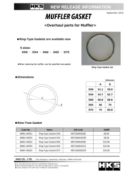 34001-ak024 Hks For Muffler Gasket 66mm Id 74mm Od