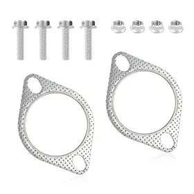 Pian-0809 Kifidan 2pcs Exhaust Flange Gasket 4pcs Bolts2.5 Inch 2-bolt Catalytic Converte