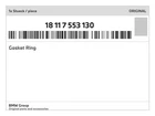 Genuine Bmw Gasket Ring 18-11-7-553-130 New. Price: $97.83.